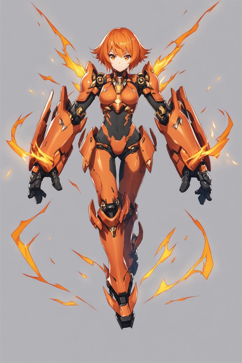 30077-363593582-1girl,solo,electricity,white background,orange hair,simple background,short hair,looking at viewer,full body,armor,mecha musume,.png